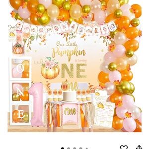 Brand new never opened Pumpkin Themed Birthday Party Decoration Set